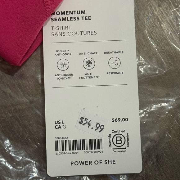 Athleta Bright Pink Short Sleeve Momentum Breathable Tee NWT - Picture 9 of 9